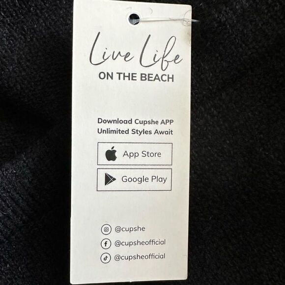 Cupshe Black Ribbed Bodycon Dress with Onyx Gigot Sleeve Medium - Picture 4 of 7